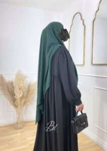 Maya Abaya Black wafa khimar pine