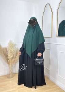 Wafa Khimar Pine Green Maya Abaya Black